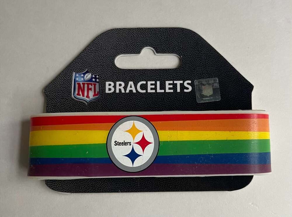 Aminco NFL Pittsburgh Steelers Pride Rainbow Silicone Rubber Bracelet New